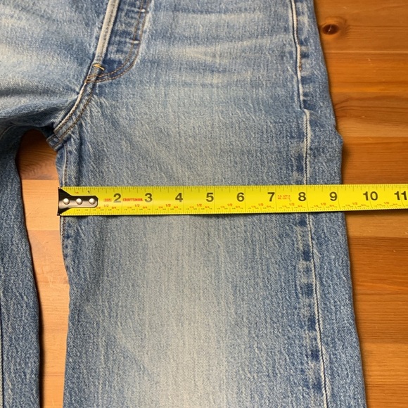 Levi’s Ribcage Straight High Rise Faded Blue Denim Jeans with Button Fly - Picture 12 of 17